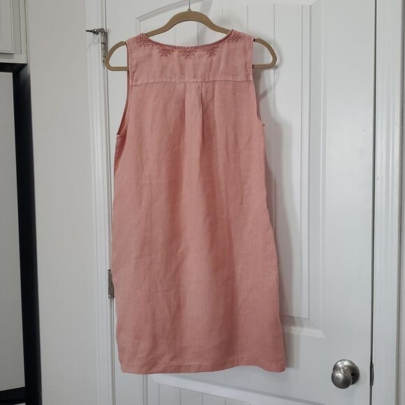 C&C California Sleeveless Artesian 100% Linen Embroderied Midi Drsss, Med - Picture 5 of 6